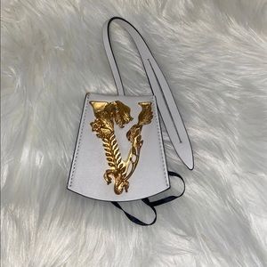 Versace leather key ring in white